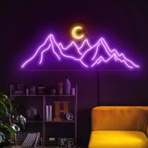 Panneau néon LED paysage de montagne