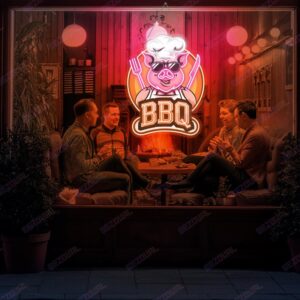 Enseigne néon BBQ Porky BBQ