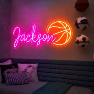 Enseigne au néon personnalisée avec nom de basket-ball
