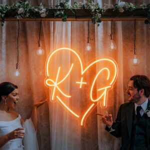 Enseigne LED néon en forme de coeur personnalisée pour mariage
