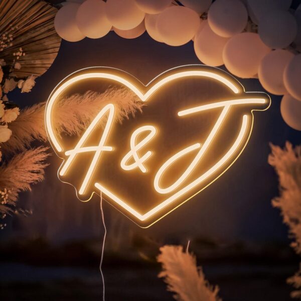 Enseigne LED néon en forme de coeur personnalisée pour mariage - Image 2