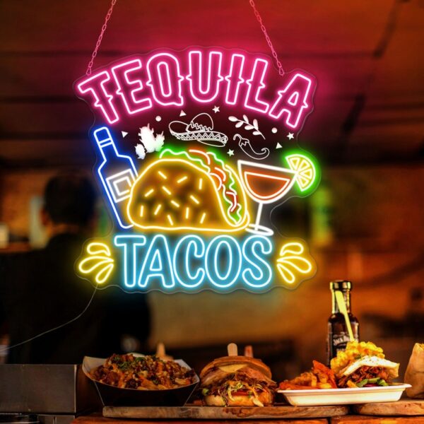 enseigne néon tequila et tacos